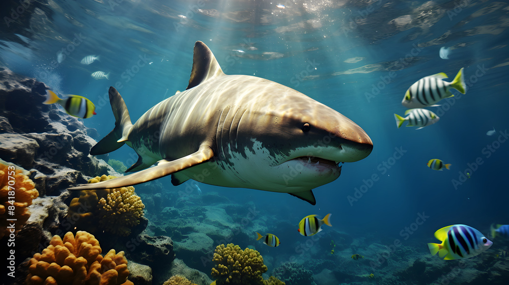 Naklejka premium shark in the ocean