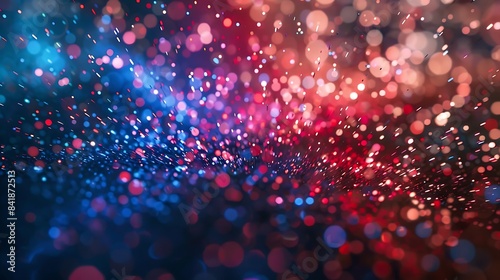 Burst of patriotic colors in an abstract glitter explosion, ideal for high-resolution festive backgrounds.