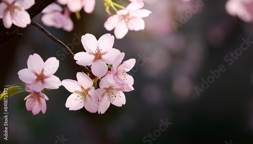 pink cherry tree blossom flowers blooming in spring © Tamia