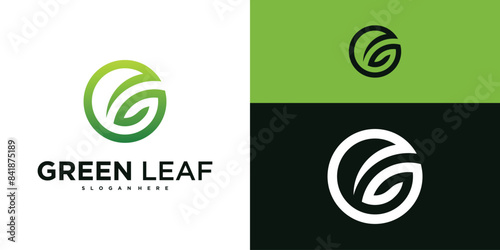 Letter G nature leaf logo design, Green leaf abstract logo design. Premium Vector