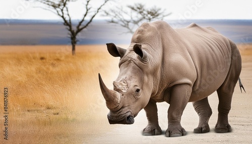 white rhinoceros square lipped rhinoceros isolated