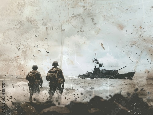 d-day background concept with copy space	
 photo