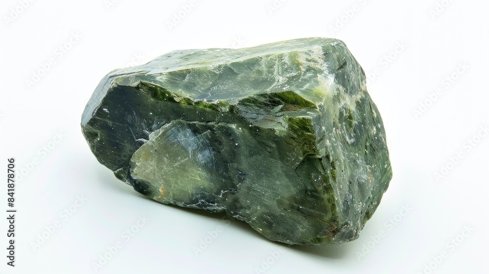 Polished nepheline mineral specimen on white background Polished nepheline mineral specimen on white background