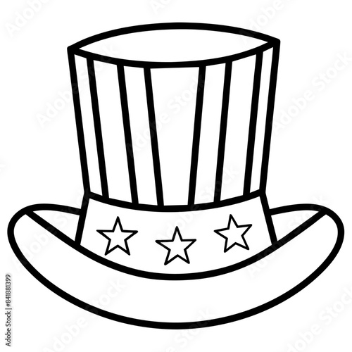 Patriotic hat outline coloring book page line art drawing