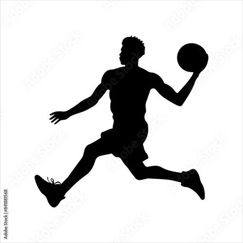 Basketball player silhouette isolated on white background. Basketball player icon vector illustration design.