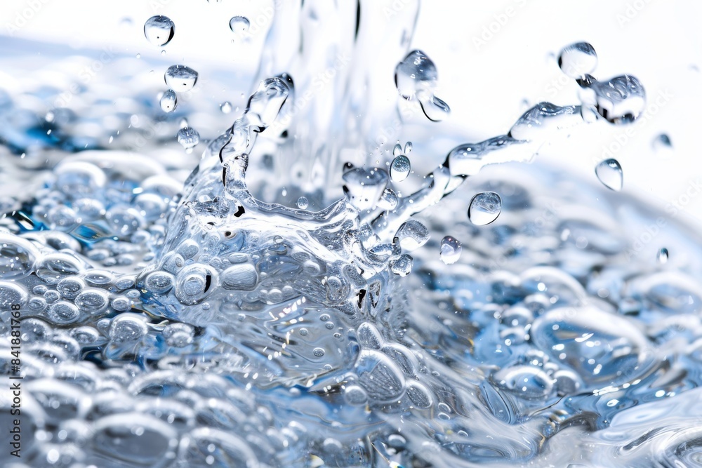 Crystal clear water splash against a pure white background Crystal clear water splash against a pure white background