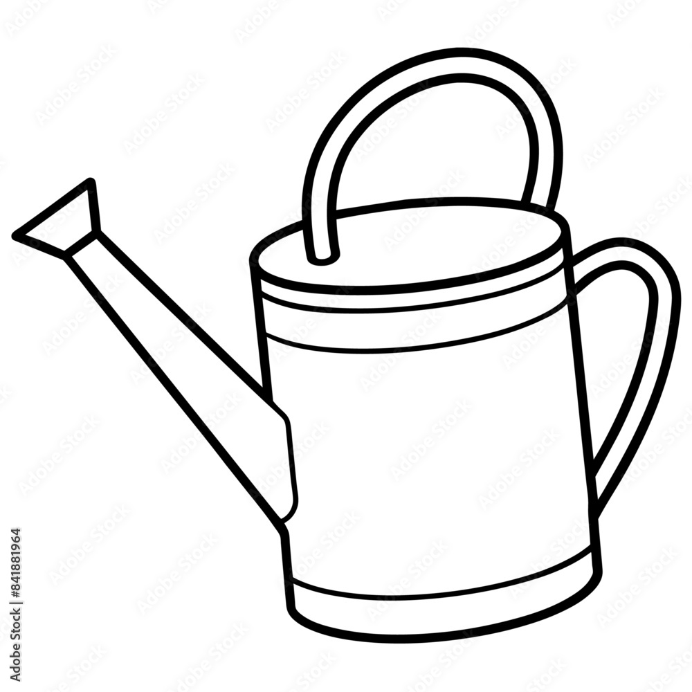 Watering can outline coloring book page line art drawing