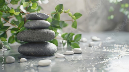 Close-up stones for stone therapy on the background of a beauty salon, the concept of beauty and freshness poster with copy space.