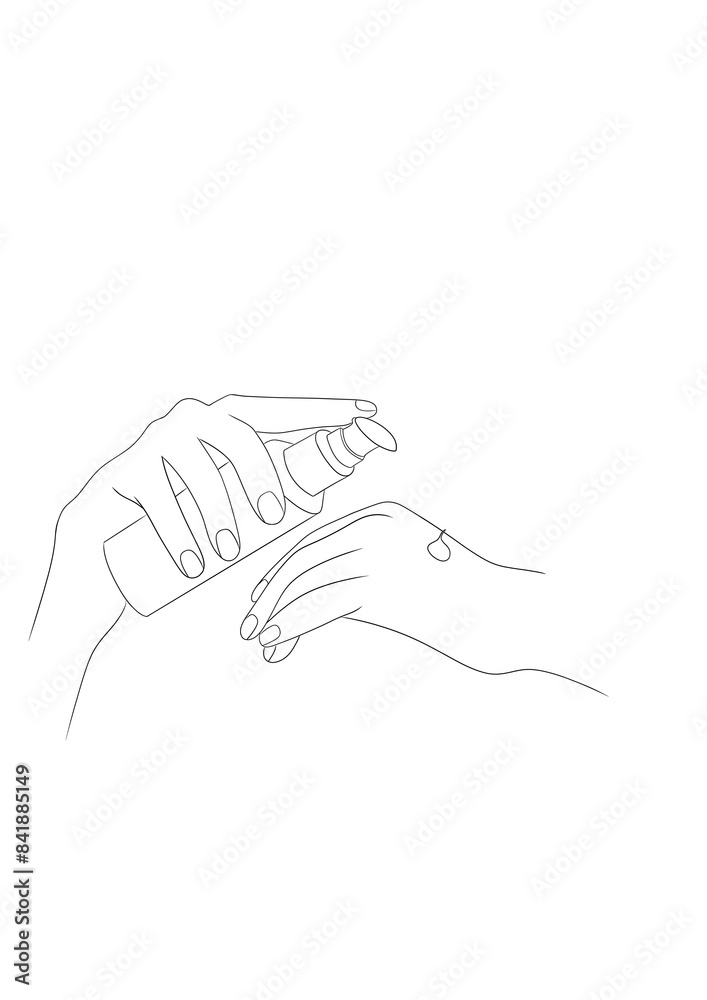 Obraz premium illustration d'une personne ce mettant de la crème sur les main 