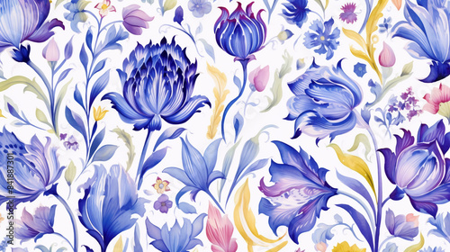 Wallpaper Mural Paisley watercolor floral pattern designs Torontodigital.ca