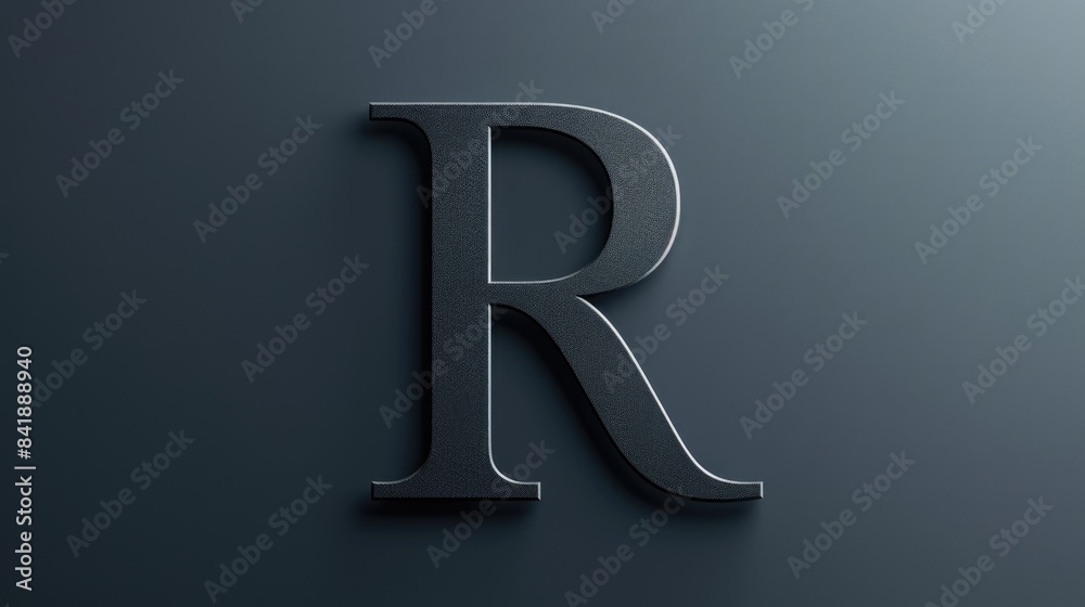 A single letter R appears against a dark background, great for use as an abstract design or symbol A single letter R appears against a dark background, great for use as an abstract design or symbol