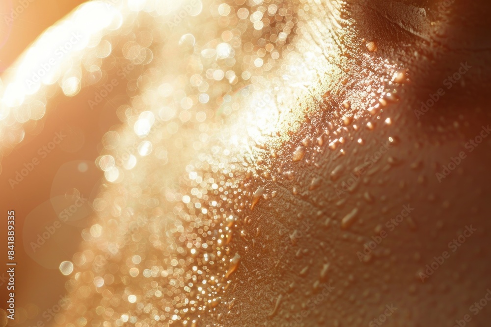 Close-up shot of a person's face with water droplets Close-up shot of a person's face with water droplets
