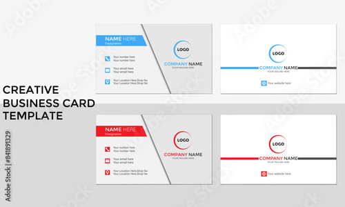 Creative professional business card template with multiple color variation 