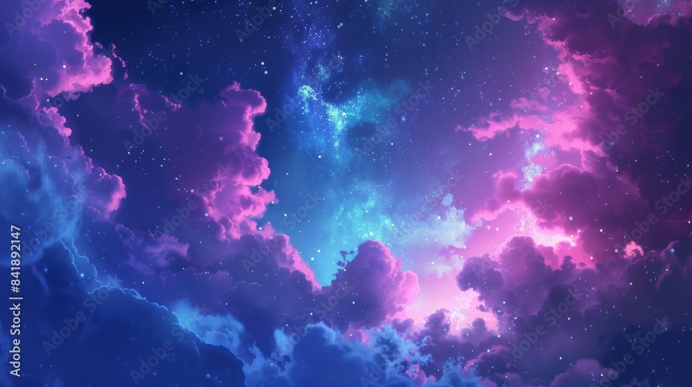 Starry Sky with Nebula Clouds, Generative AI Starry Sky with Nebula Clouds, Generative AI