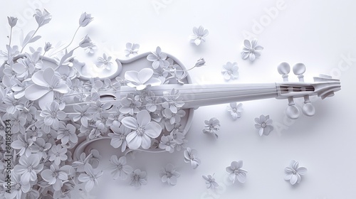 A white violin with white roses. AIG535 photo