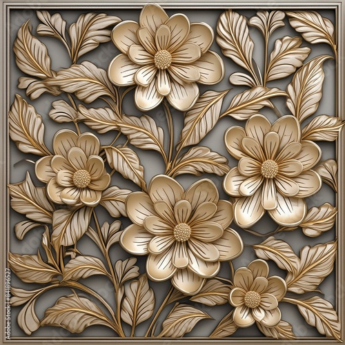 Enhance your space with our exquisite flower design wall panels. © Basit