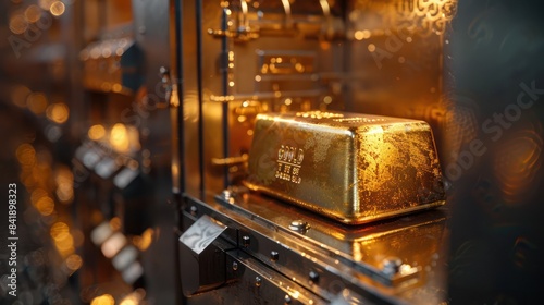 Gold bar inside bank safe
