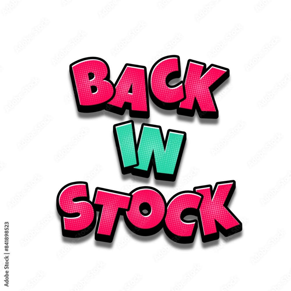 3D Back in store text poster art 3D Back in store text poster art