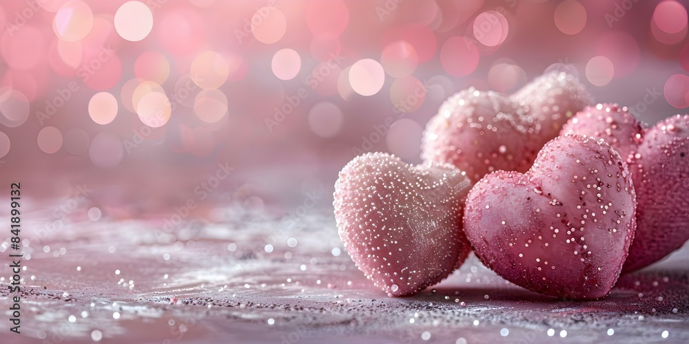 Fototapeta premium Pink heart background for Valentines Day celebration with a romantic touch. Concept Valentines Day, Romantic Setting, Pink Hearts, Love Photoshoot