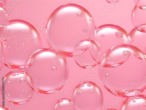 Minimalist Pink Bubbles 3D Rendered Background with Translucent Floating Orbs