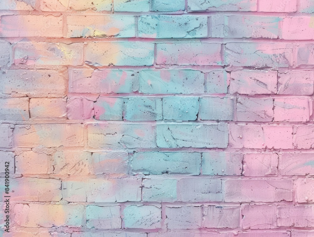 Obraz premium Pastel pink brick wall textured background