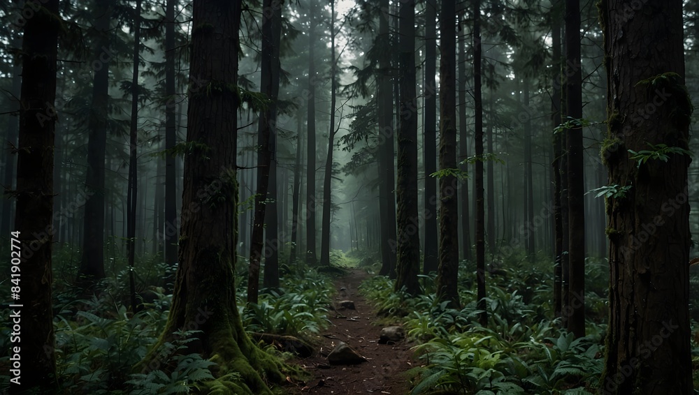 Obraz premium A short story about a character's transformative journey through a dense forest ai-generated