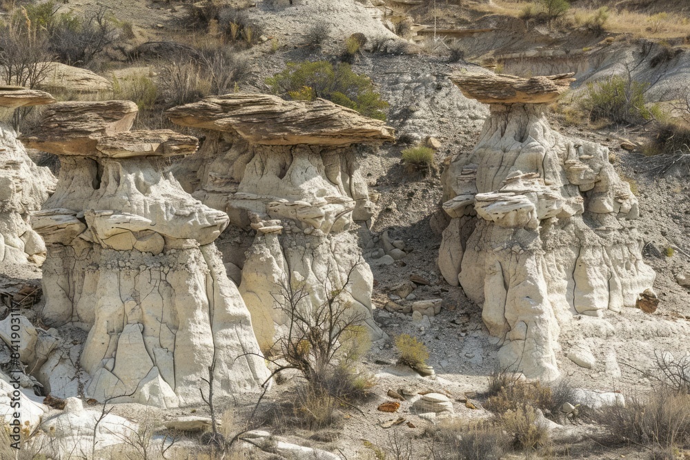 Hoodoos and strange swirled formations in the Arizona desert