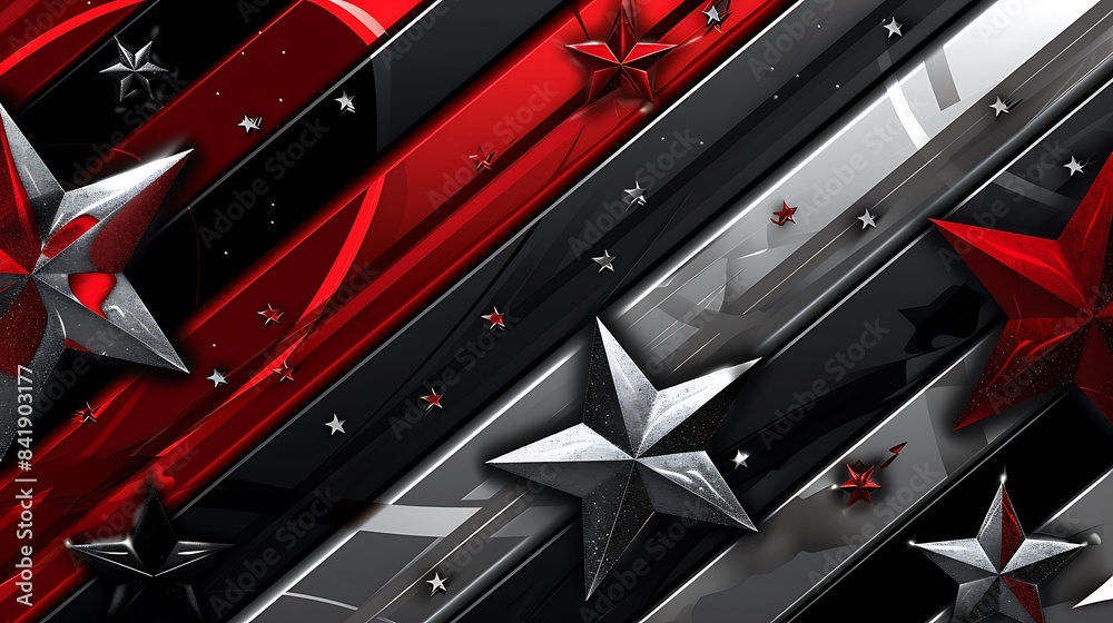Elegant and modern abstract with glossy stripes and stars, showcasing the colors of the USA flag for July 4th. Elegant and modern abstract with glossy stripes and stars, showcasing the colors of the USA flag for July 4th.