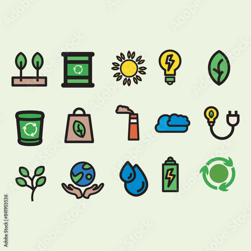 Eco friendly set vector illustration