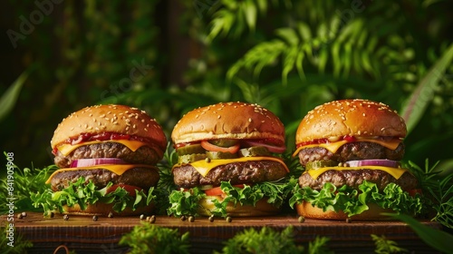 Plant based burgers on a verdant backdrop © TheWaterMeloonProjec