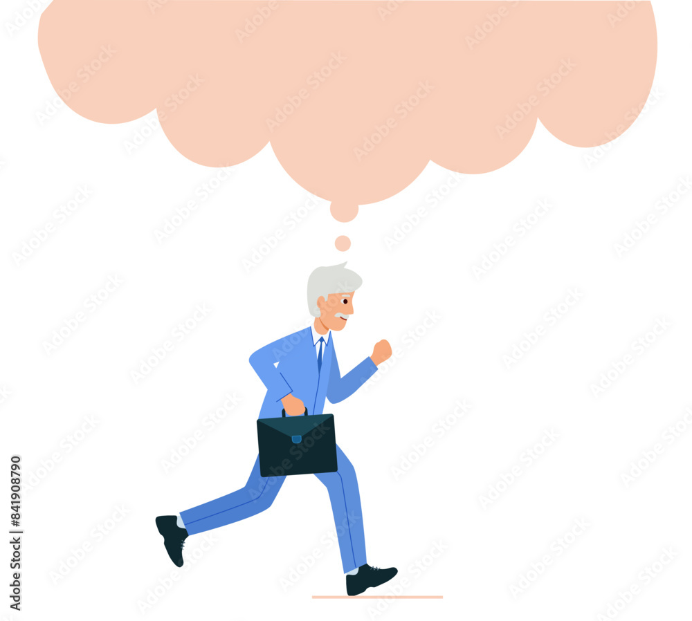 Grandpa is a runner with ideas. Businessman in a suit running. vector illustration in modern flat style on white background. Grandpa is a runner with ideas. Businessman in a suit running. vector illustration in modern flat style on white background.