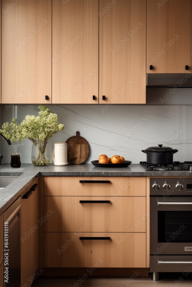 A vase of flowers sits on a countertop next to a bowl. The countertop is white and the vase and bowl are the only objects on it. The scene is simple