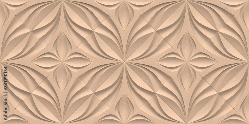 Elegant 3D wallpaper with seamless heart flower pattern
