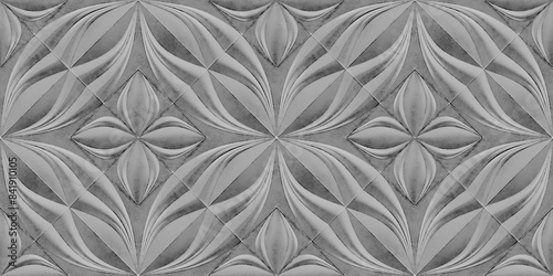 Monochrome 3D wallpaper with elegant heart flower pattern photo