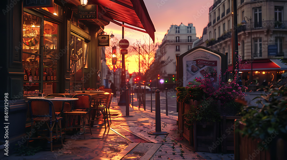 Sunset serenity at a parisian café Sunset serenity at a parisian café