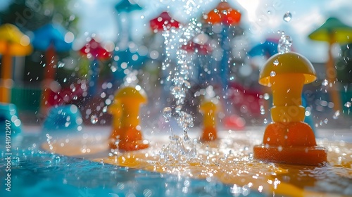 Toddler in Splash Pad: Shallow Depth of Field and Water Fun photo