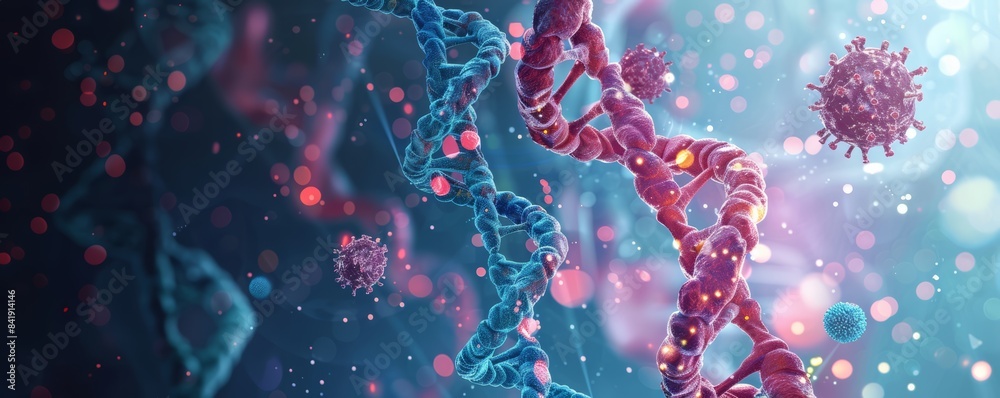 A dynamic infographic explaining the risk factors associated with cancer development, including genetic and environmental factors.