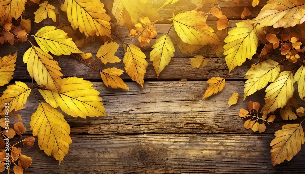autumn leaves on wooden background autumn leaves on wooden background