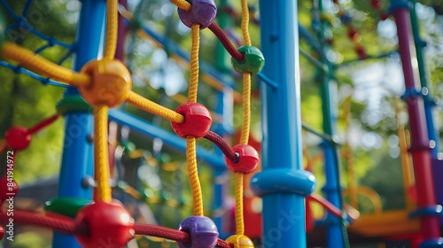 Defocused Colorful Jungle Gym Teeming with Children at Play photo