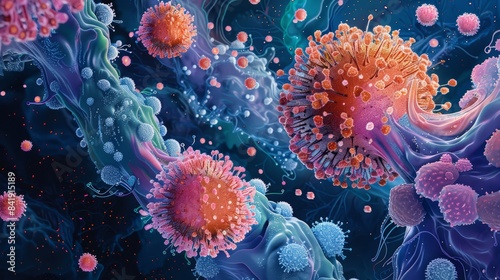 A scientific illustration demonstrating the mechanism of action of immunotherapy in harnessing the immune system to fight cancer.