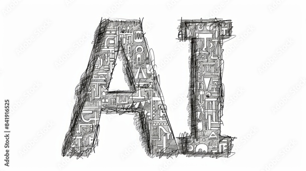 Artificial Intelligence symbol created in Doodle Lettering. Artificial Intelligence symbol created in Doodle Lettering.
