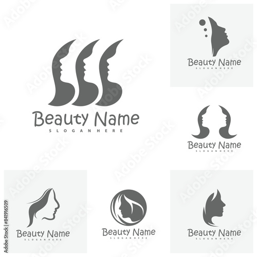 Set of Vector logo design for beauty salon, hair salon, cosmetic