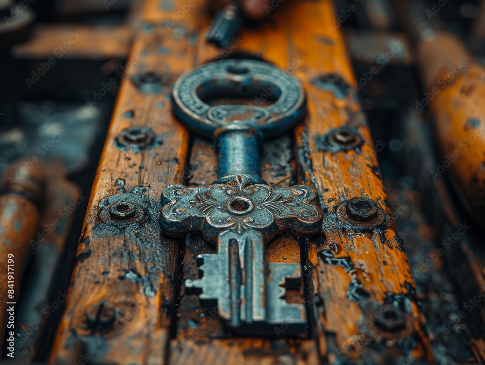 Master locksmith crafting a custom key with skilled craftsmanship in vibrant workshop setting Master locksmith crafting a custom key with skilled craftsmanship in vibrant workshop setting