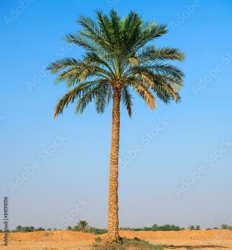 one date palm tree against a clear sky © nahwul