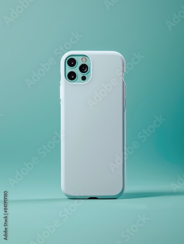 4K photo of a phone case on a solid color background, with space for branding or text photo