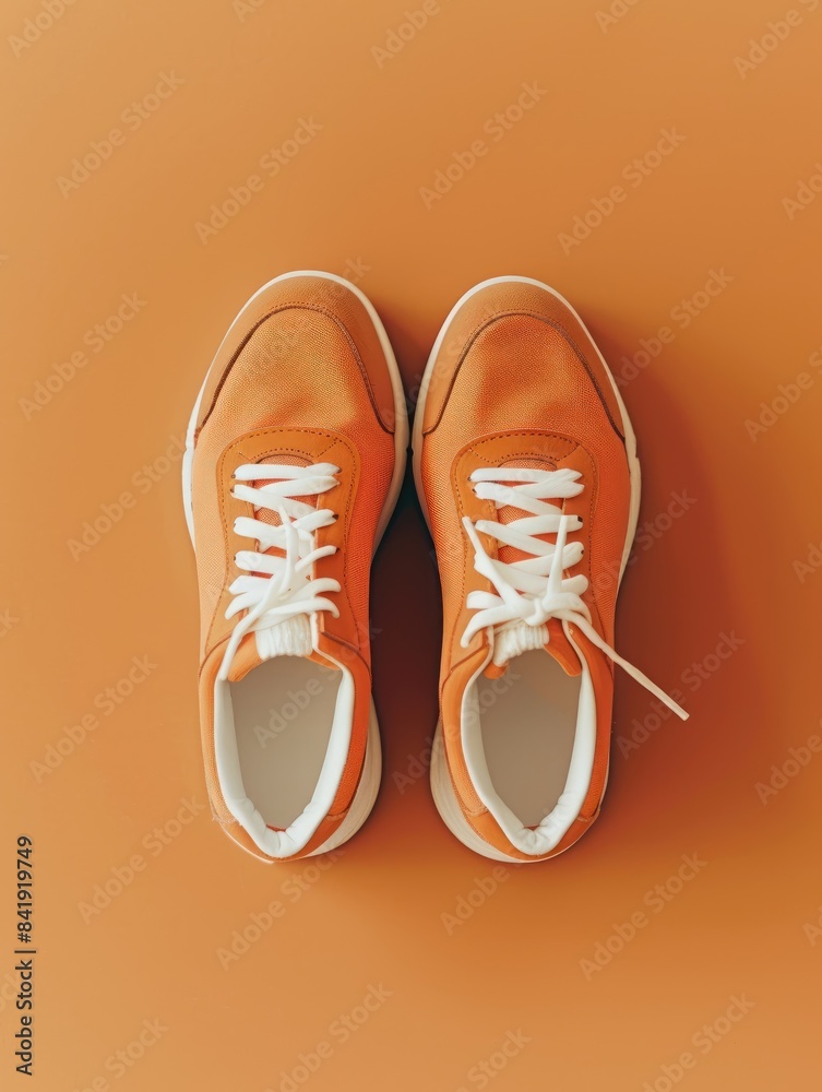 Mockup of a pair of sneakers on a solid color background, with room for branding or text Mockup of a pair of sneakers on a solid color background, with room for branding or text