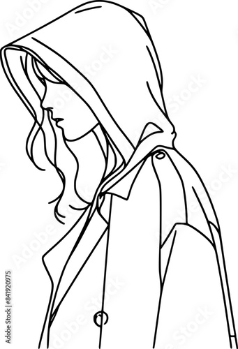 hand drawn girl wearing rain coat illustration