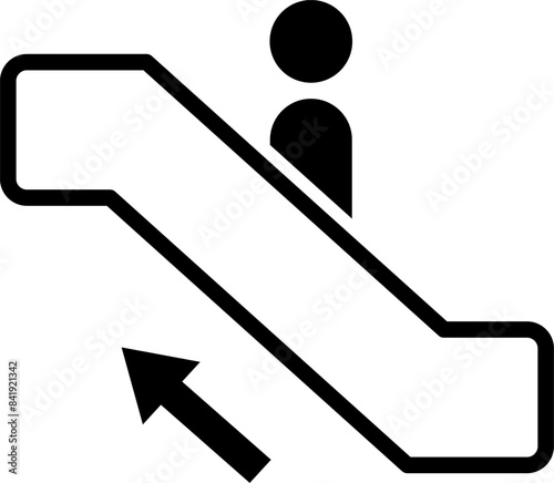 Elevator escalator stairs sign up and down icon isolated on white background flat vector illustration. 