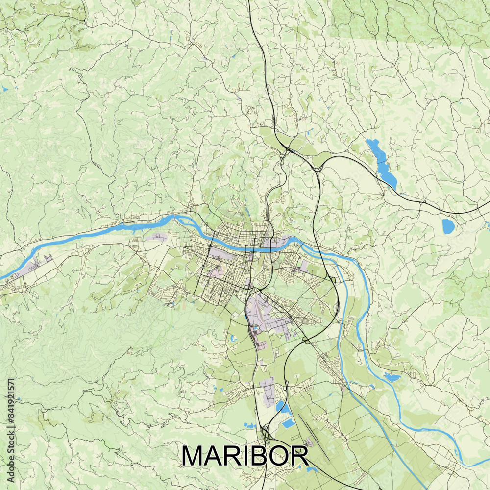 Fototapeta premium Maribor, Slovenia map poster art