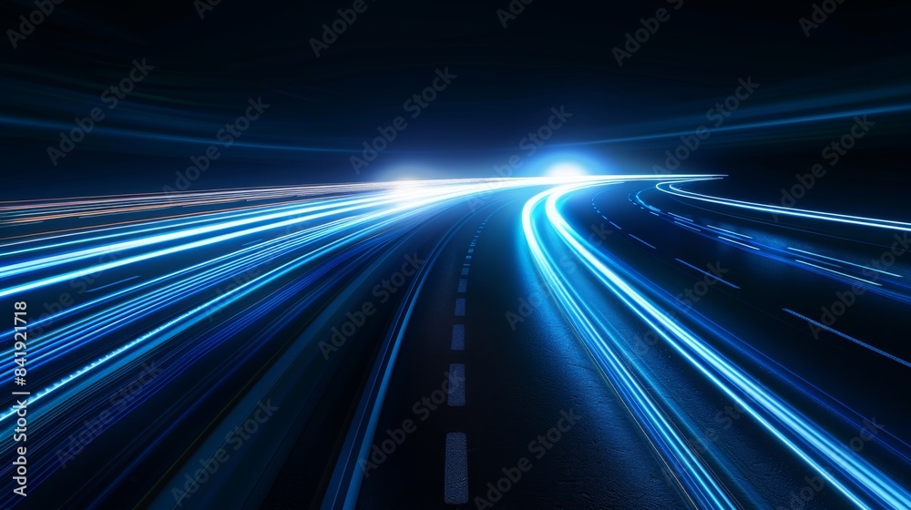 Futuristic Highway Light Trails, Generative AI Futuristic Highway Light Trails, Generative AI
